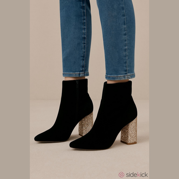 Betsey Johnson Shoes - Betsey Johnson Kacey Black Velvet Pointed Toe Ankle Booties - Size 9
